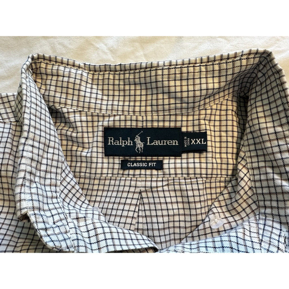Ralph Lauren Classic Fit Navy/Brown/White Check w/Blue Pony XXL Button Up Shirt - Picture 9 of 12